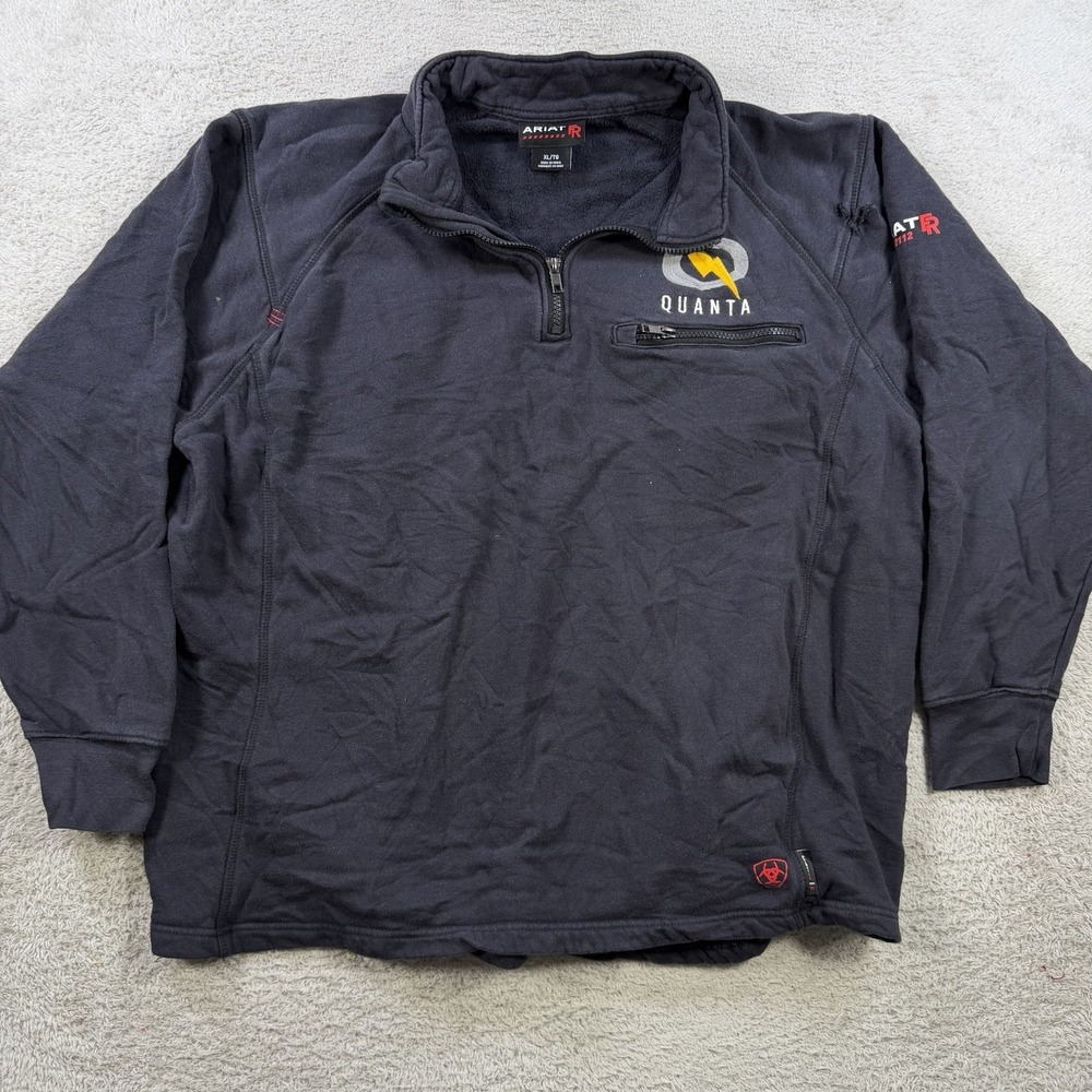 Ariat FR Sweatshirt Mens XL Navy Fleece Cat 2 1/4 Zip Pullover Flame Resistant